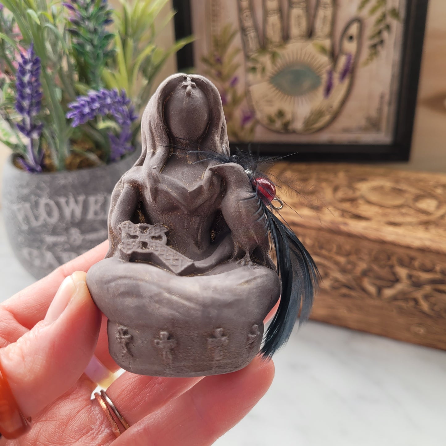 Morrigan Raven Goddess Statue
