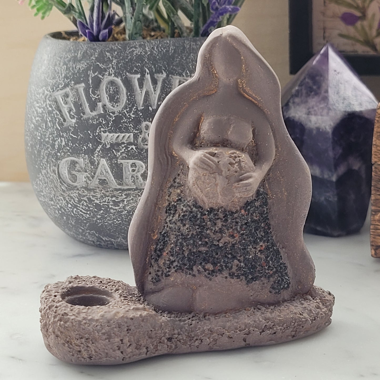 Gaia Goddess Statue and Candle Holder