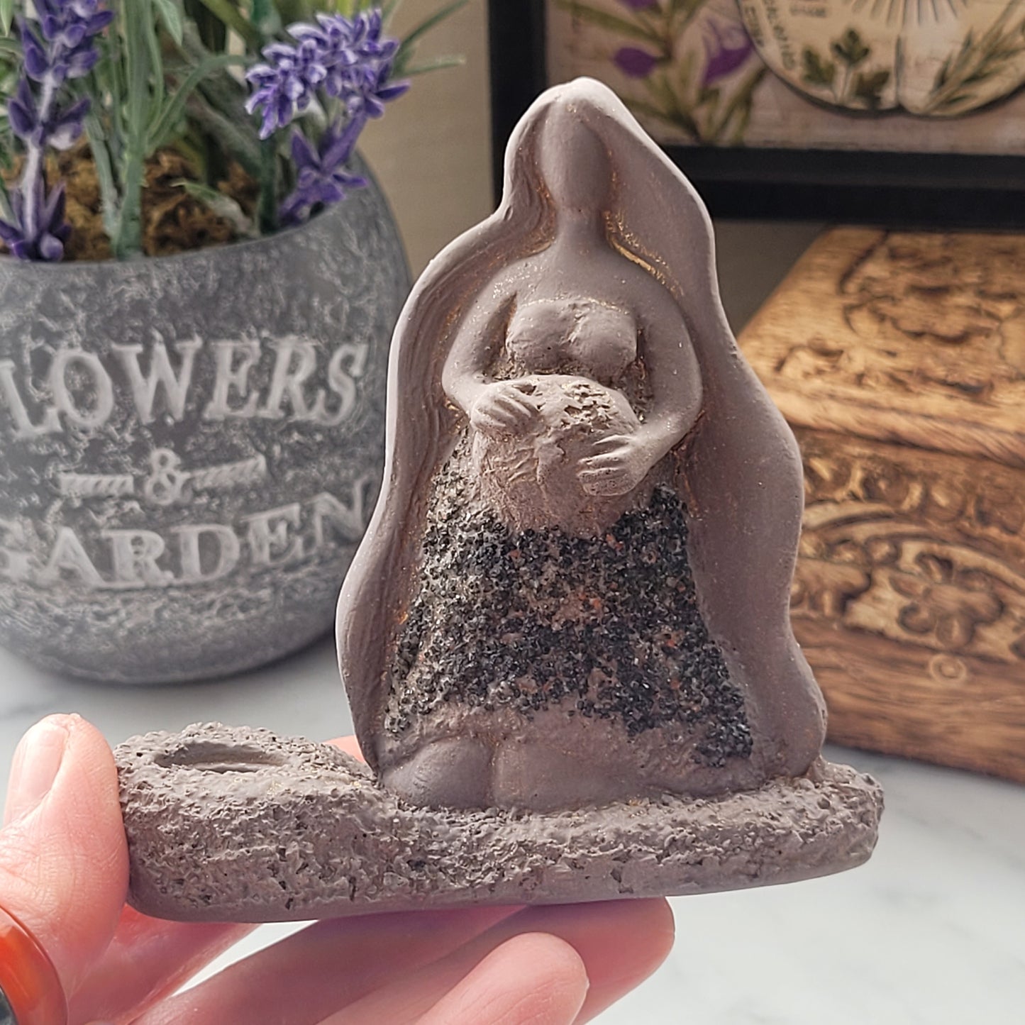 Gaia Goddess Statue and Candle Holder