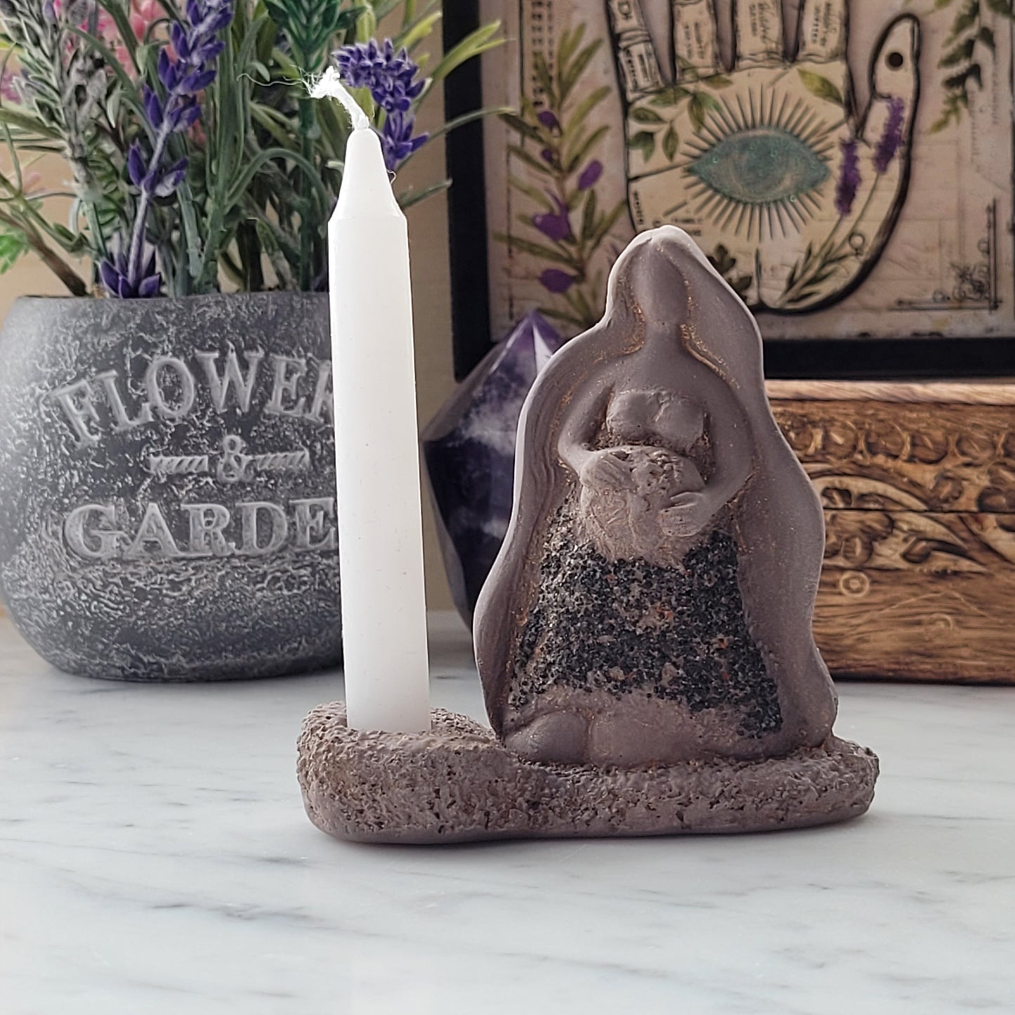 Gaia Goddess Statue and Candle Holder