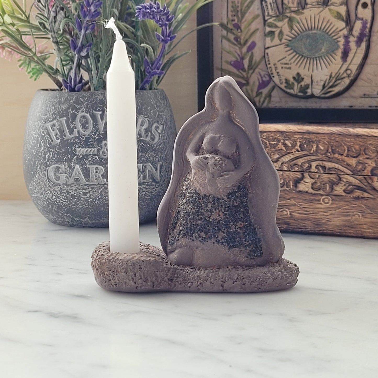 Gaia Goddess Statue and Candle Holder