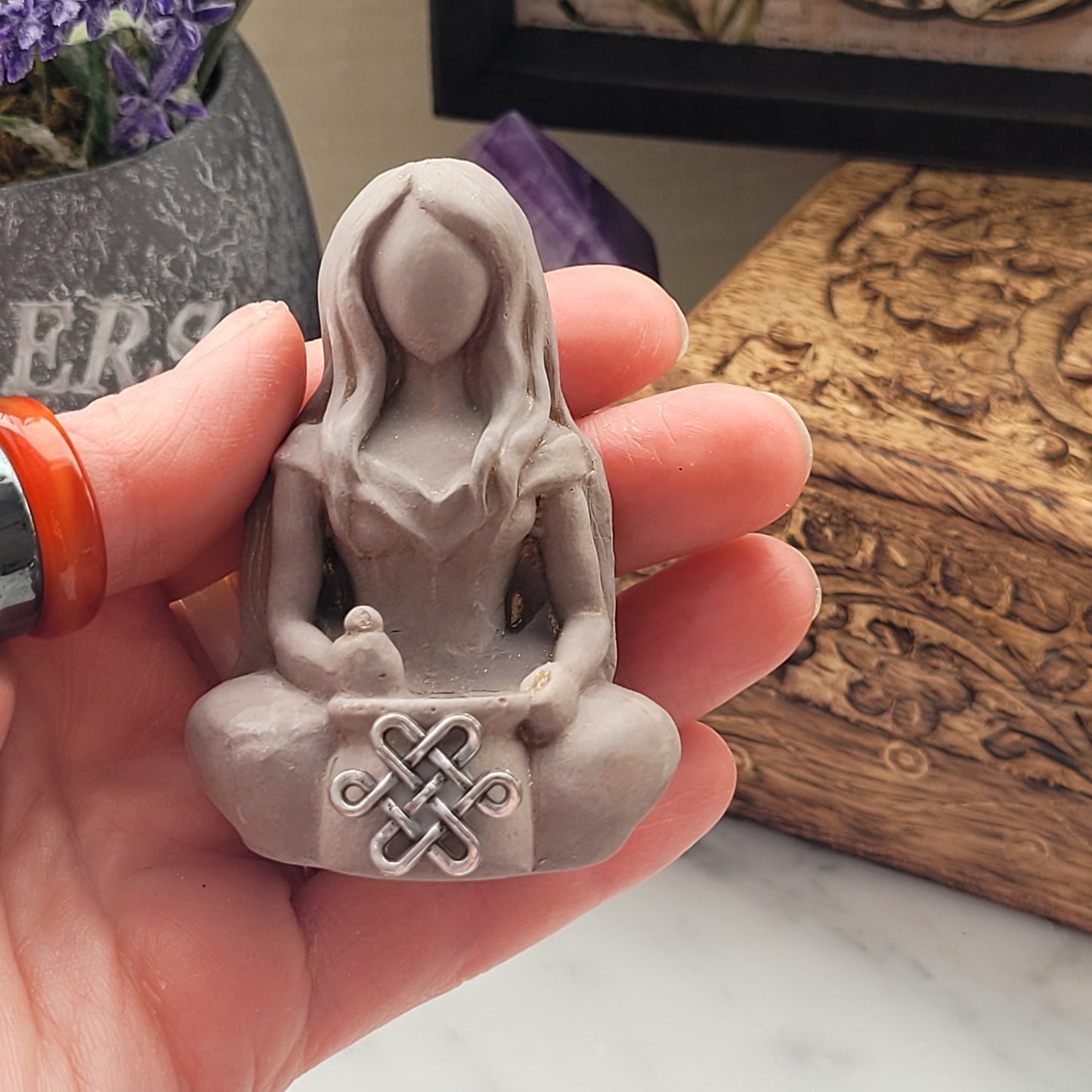 Cerridwen Goddess Statue with Cauldron