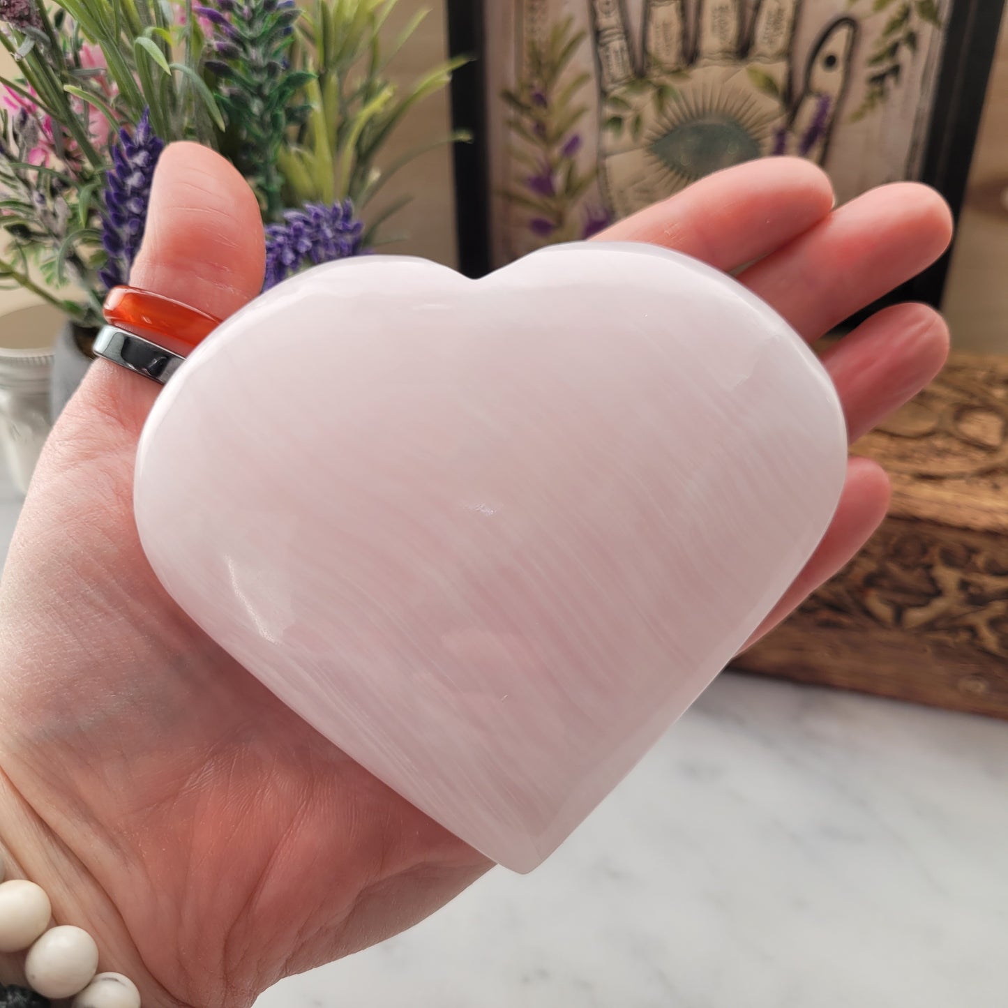 Pink Mangano Calcite Heart 383g