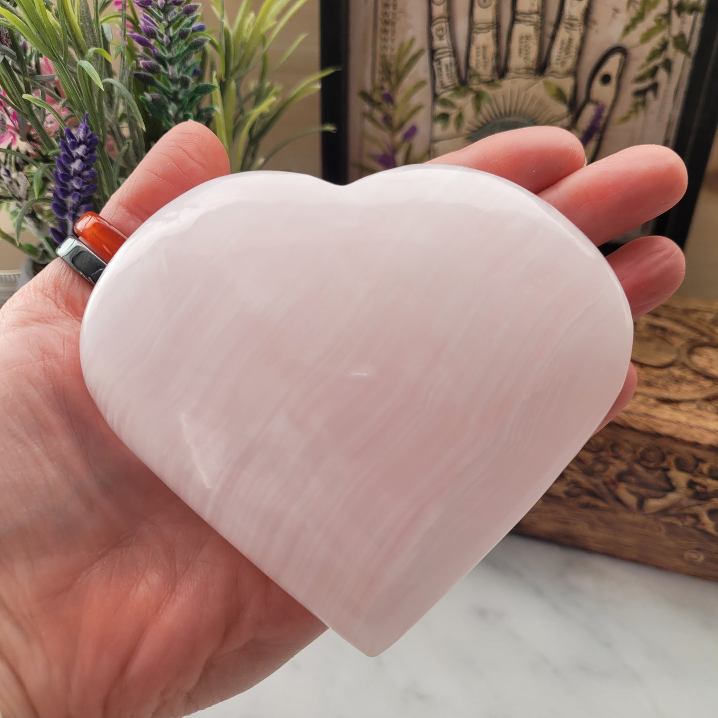 Pink Mangano Calcite Heart 383g