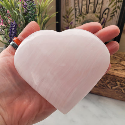 Pink Mangano Calcite Heart 383g
