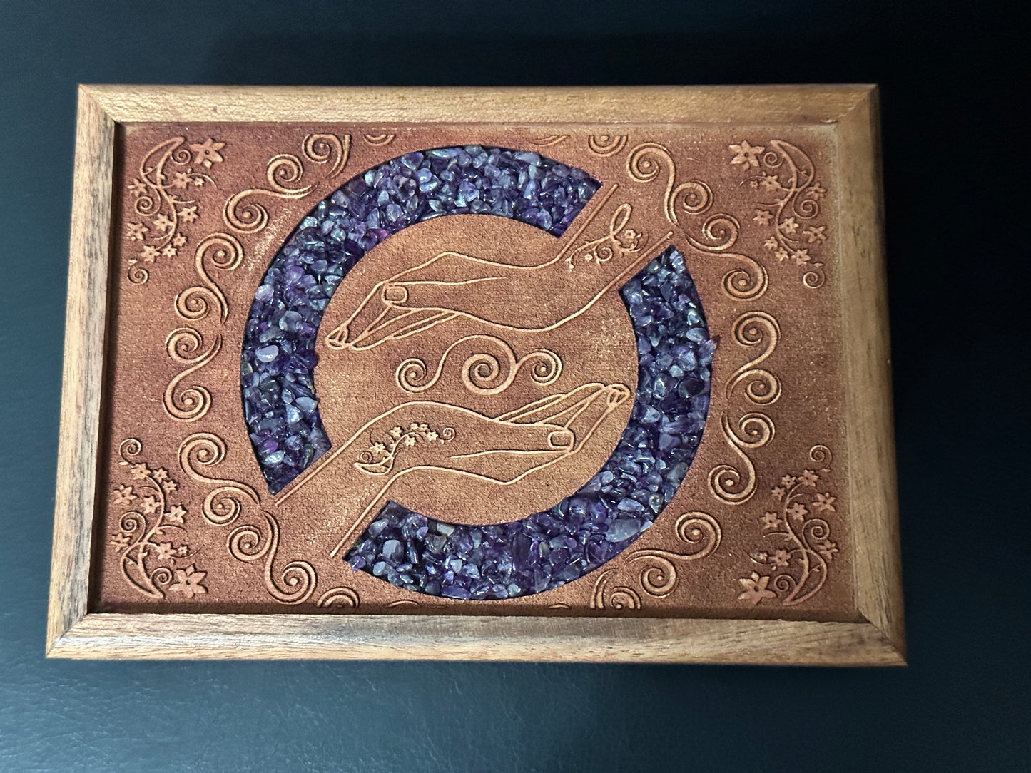 Amethyst Crystal Wooden Box