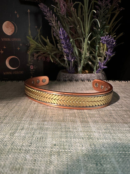 Copper and Brass Magnetic Copper Cuff Bracelet