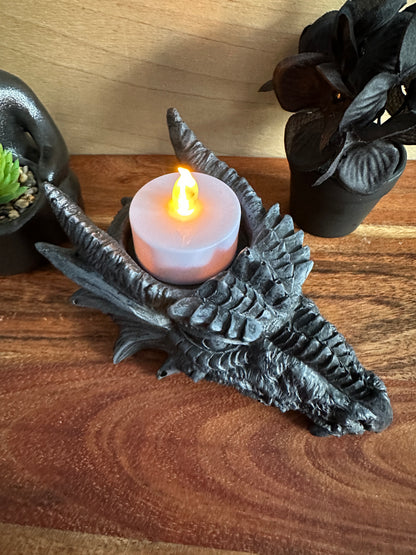 Polyresin Dragon T-lite candle holder