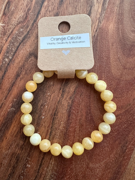 Orange Calcite Bead Bracelet