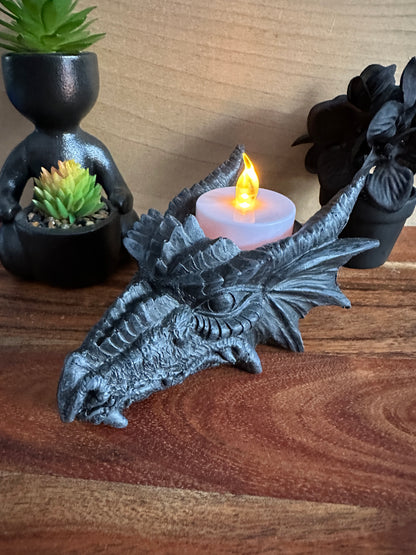 Polyresin Dragon T-lite candle holder