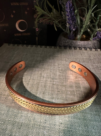 Copper and Brass Magnetic Copper Cuff Bracelet