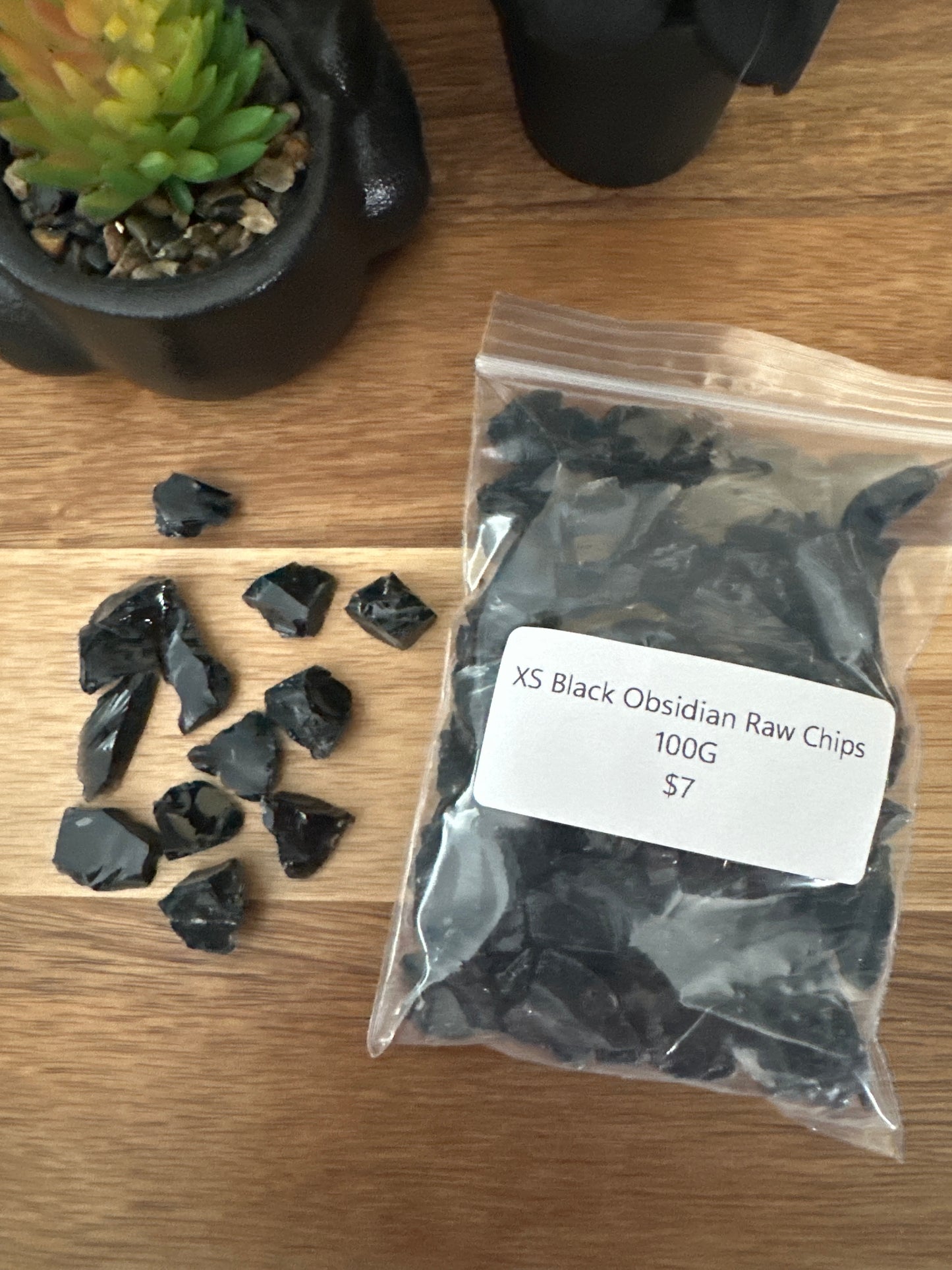 Raw Black Obsidian chips 100g