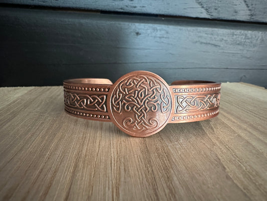 Tree of Life Medallion Magnetic Copper Cuff Bracelet - A