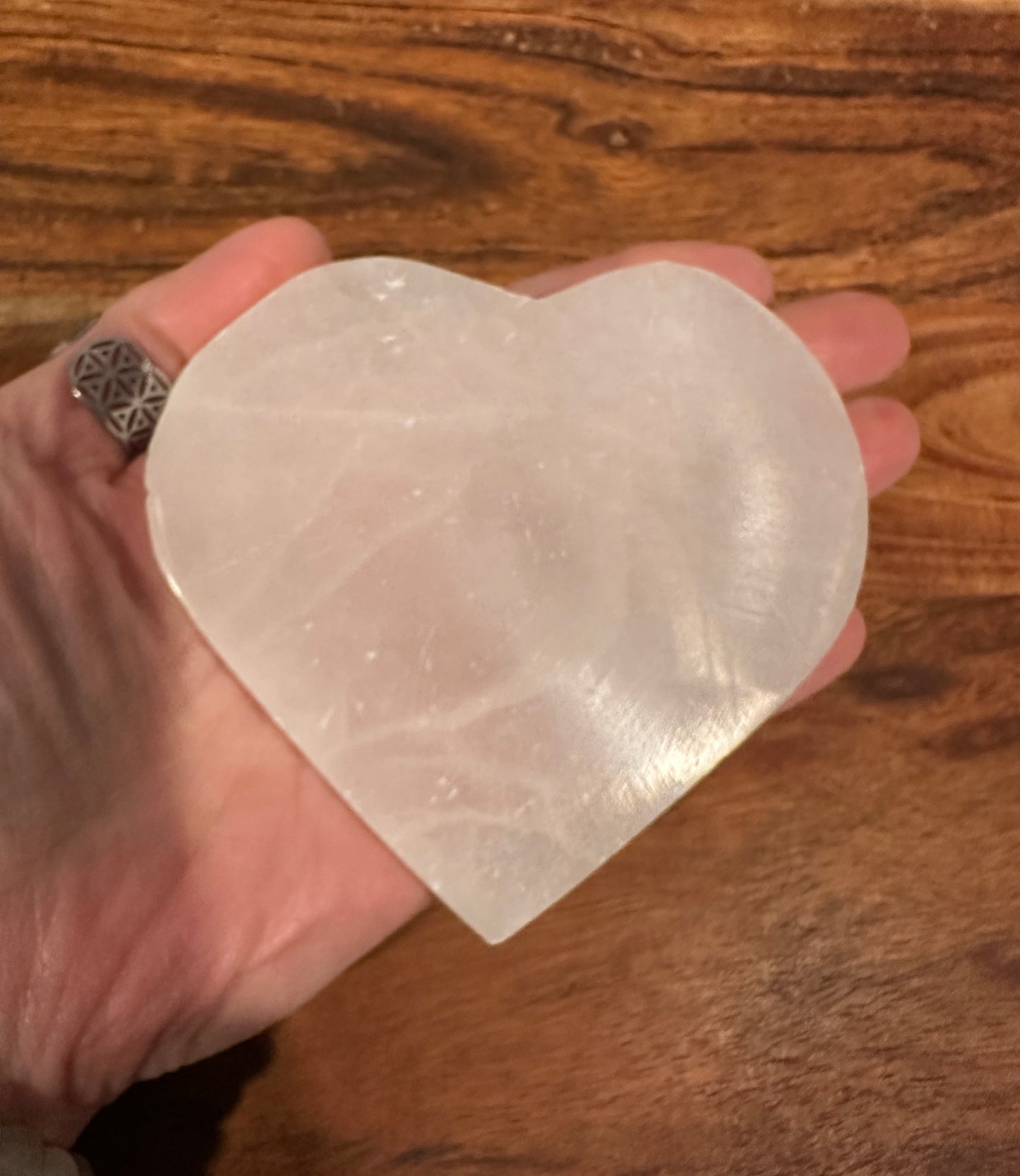 Heart Satin Spar Selenite Charging Plate