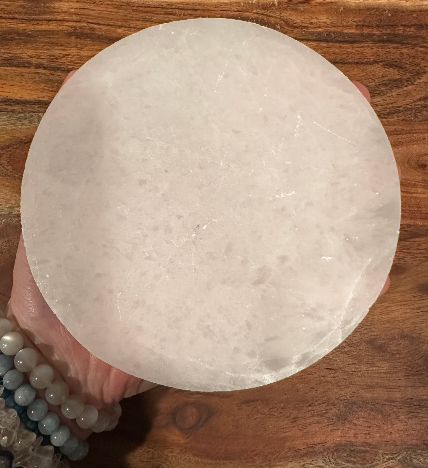 Round Satin Spar Selenite Charging Plate