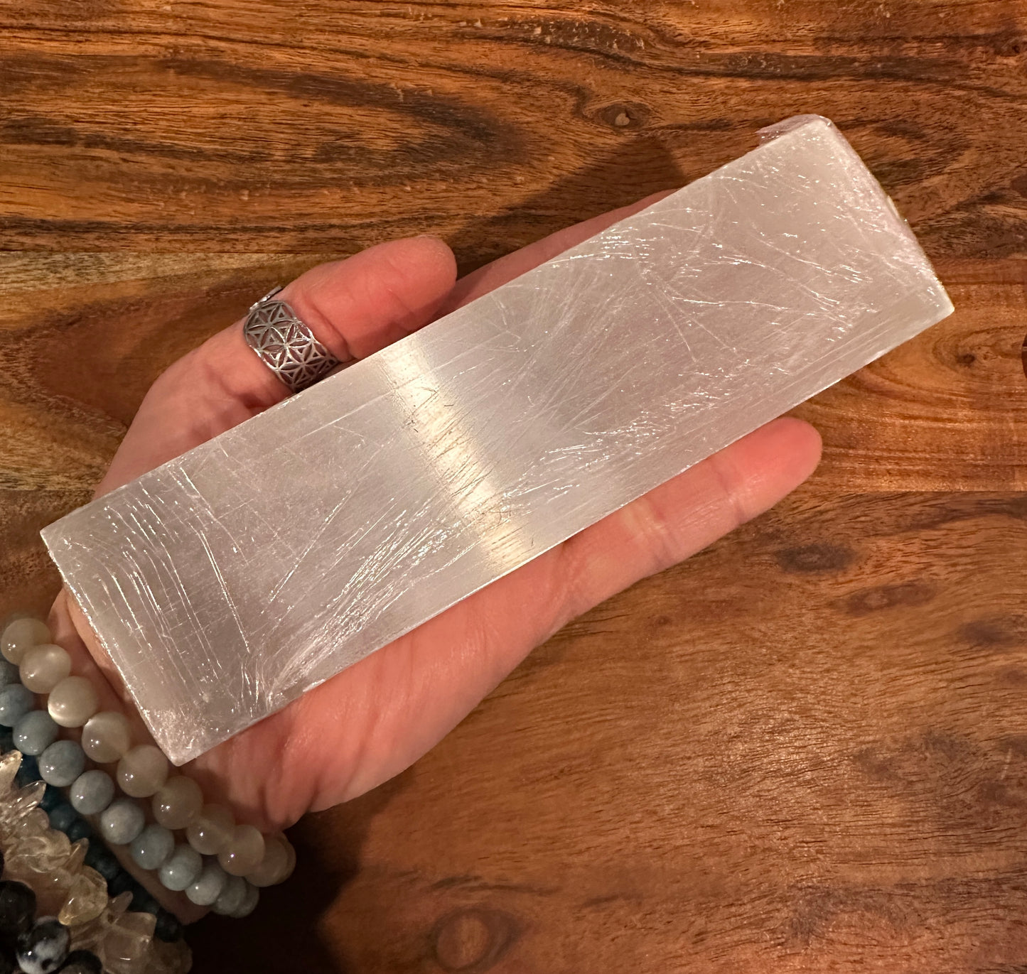 Ruler Satin Spar Selenite Charging Plate