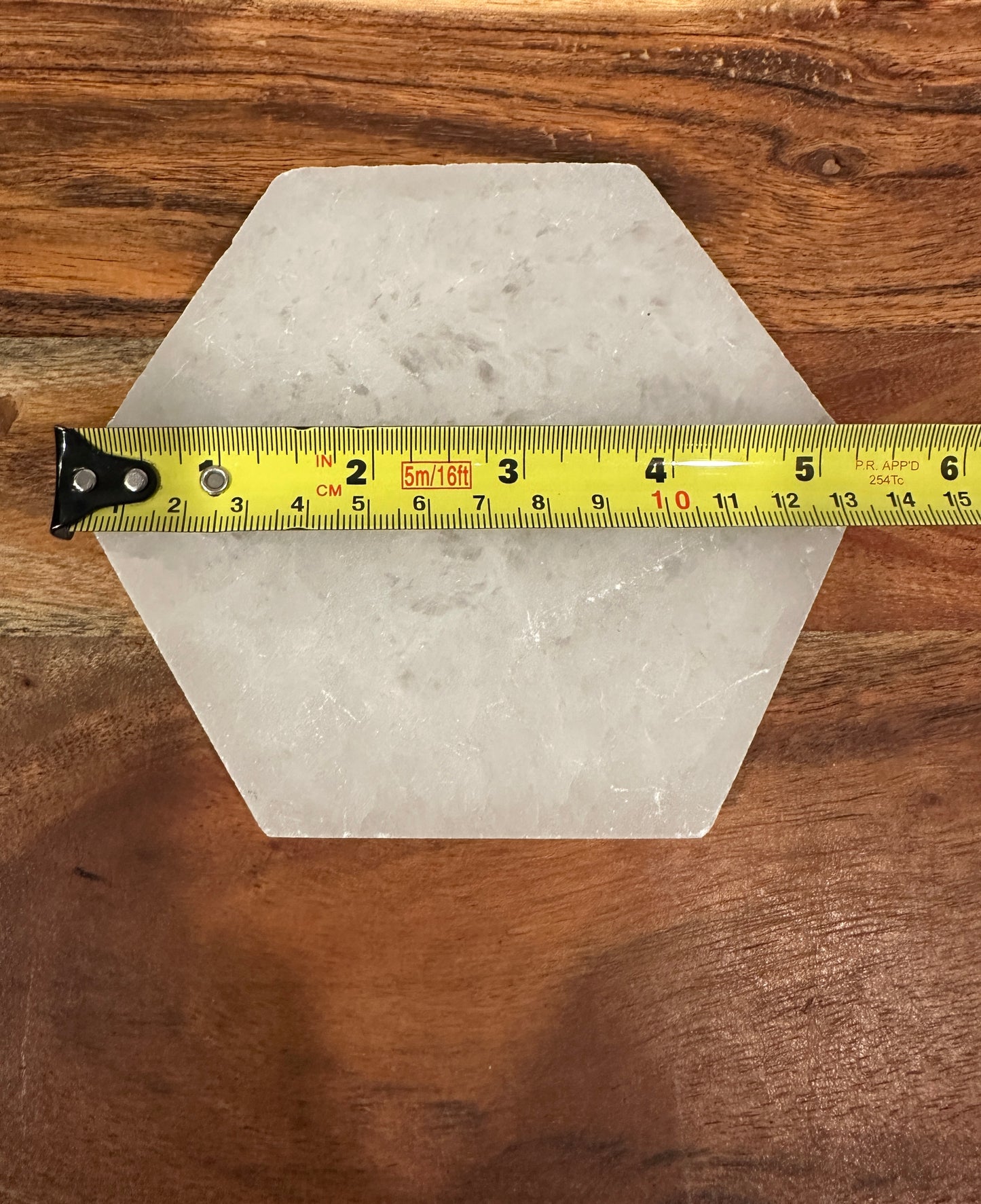 Hexagon Satin Spar Selenite Charging Plate