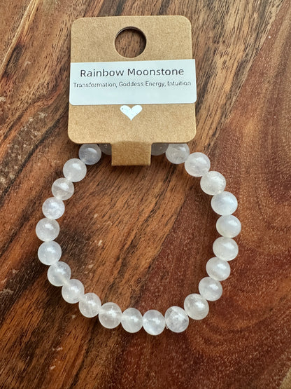Rainbow Moonstone Bead Bracelet