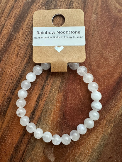 Rainbow Moonstone Bead Bracelet