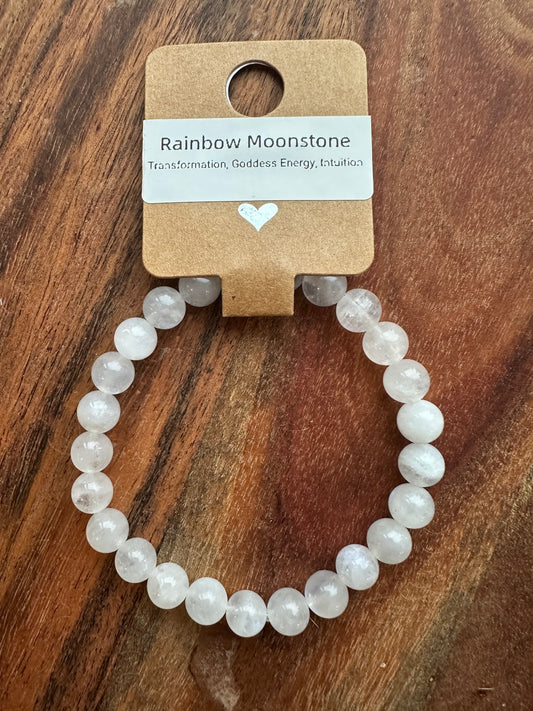 Rainbow Moonstone Bead Bracelet