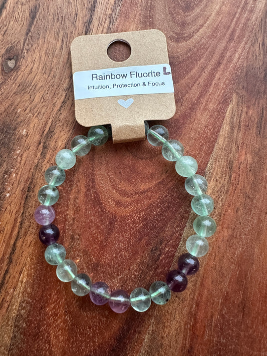 Rainbow Fluorite Bead Bracelet