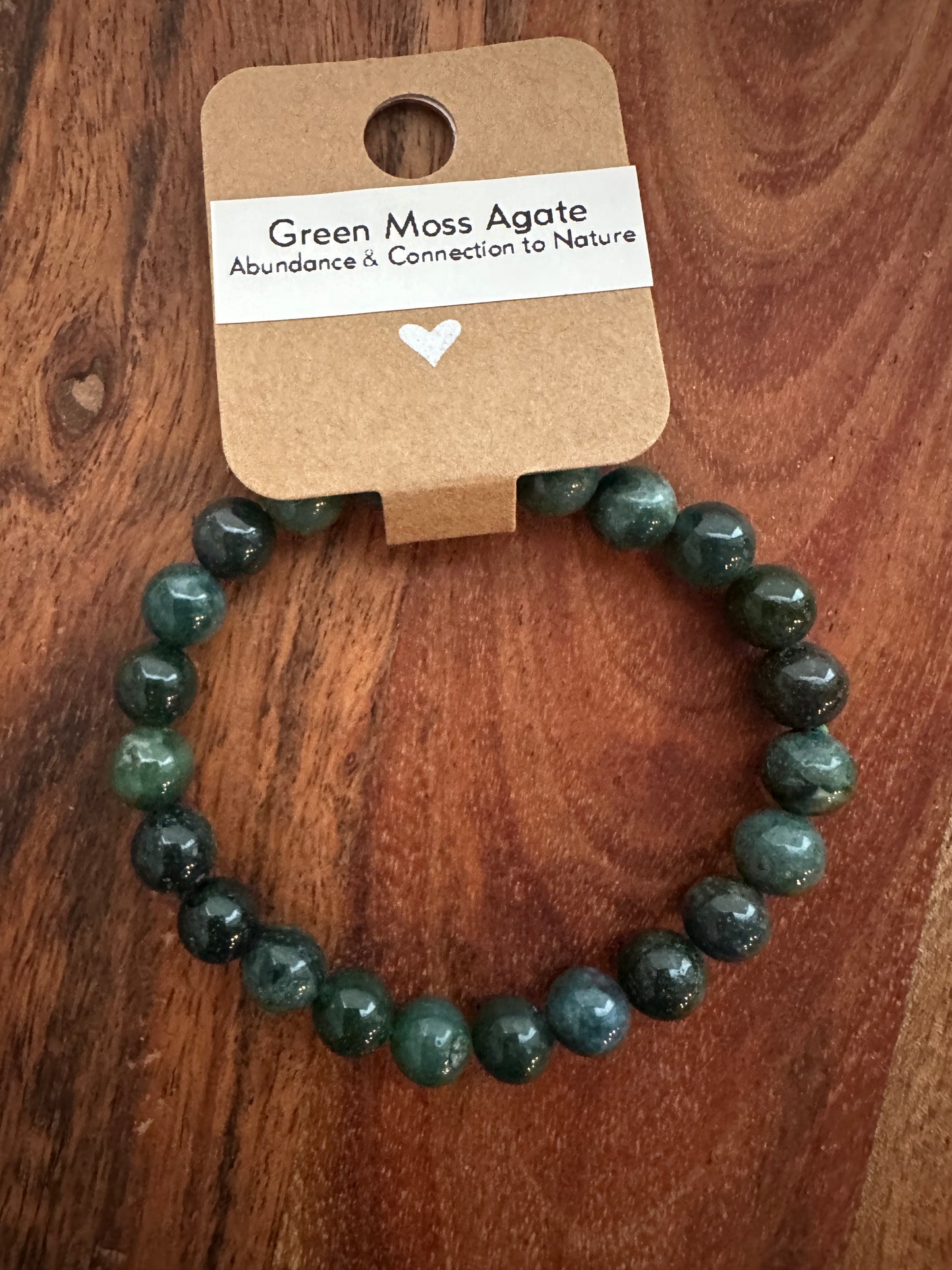 Green Moss Agate Bead Bracelet
