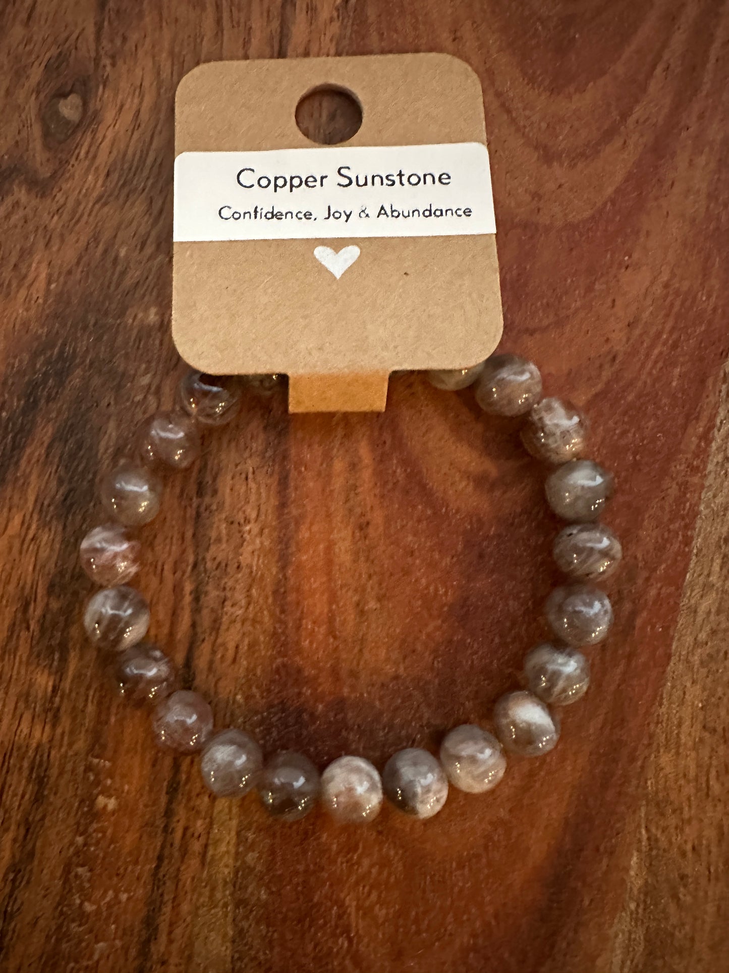 Copper Sunstone Bead Bracelet