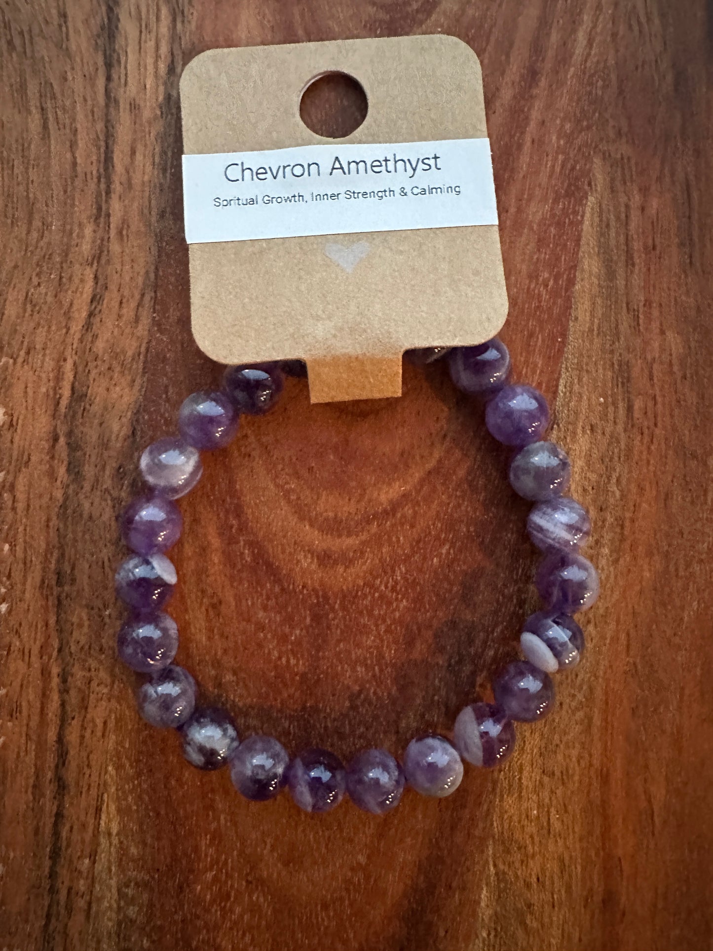 Chevron Amethyst Bead Bracelet