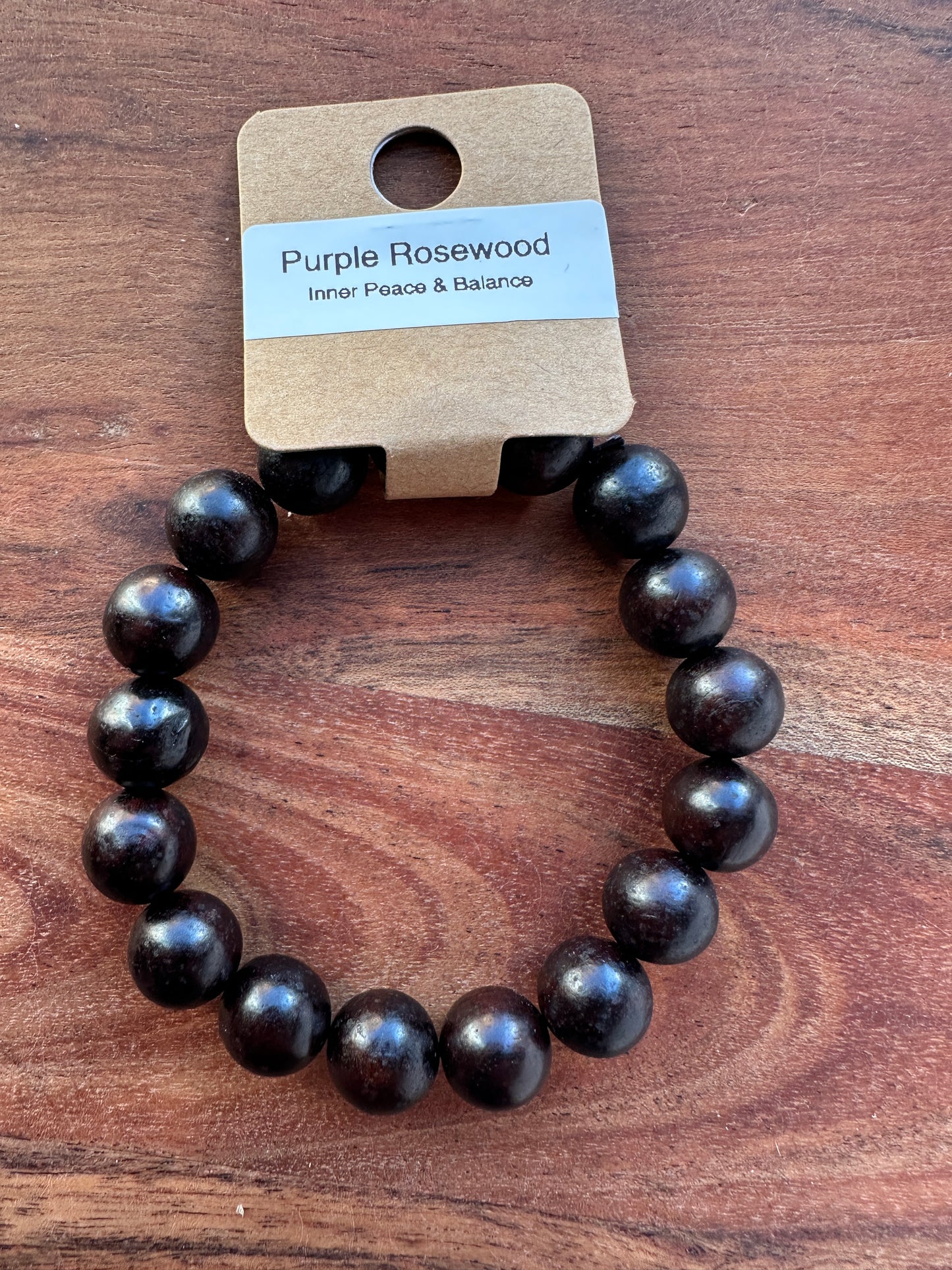 Purple Rosewood Wood Bead Bracelet