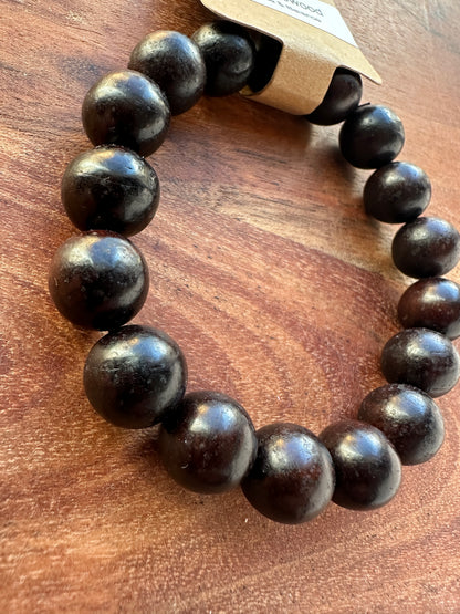 Purple Rosewood Wood Bead Bracelet