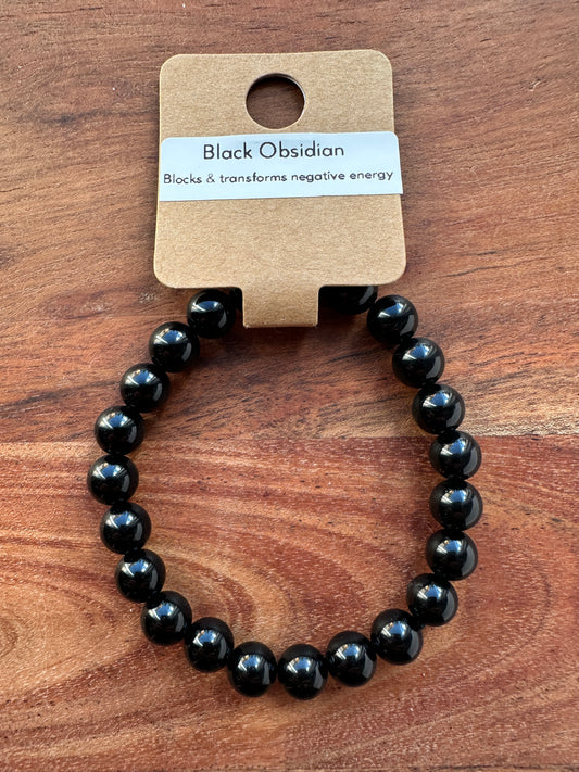 Black Obsidian Bead Bracelet