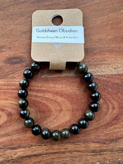 Goldsheen Obsidian Bead Bracelet
