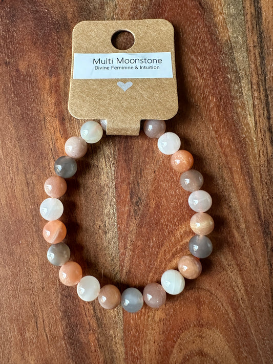 Multi Moonstone Bead Bracelet