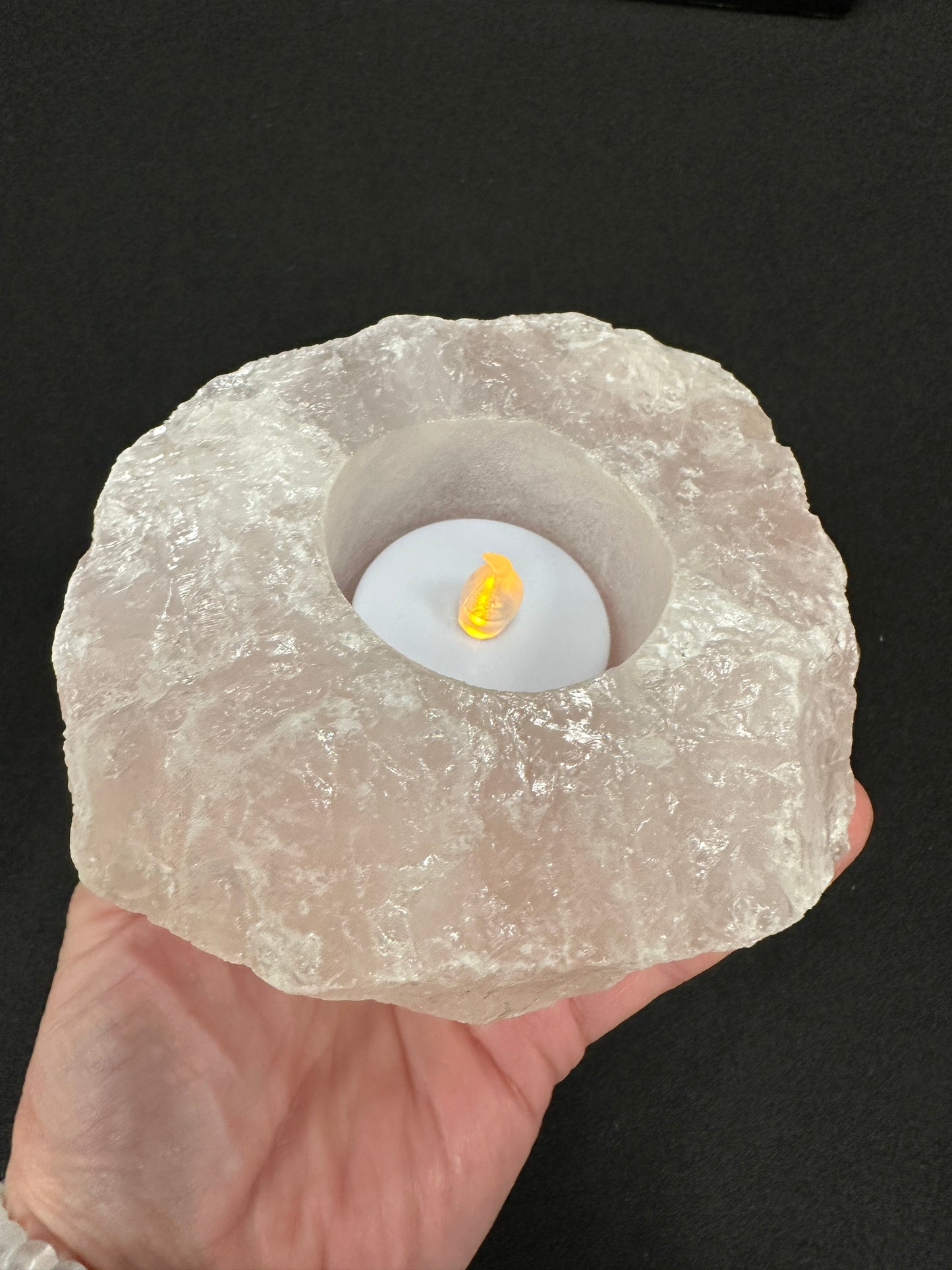 Rose Quartz T-lite Candle Holder