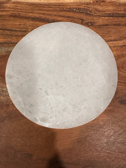 Round Satin Spar Selenite Charging Plate
