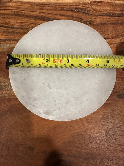 Round Satin Spar Selenite Charging Plate