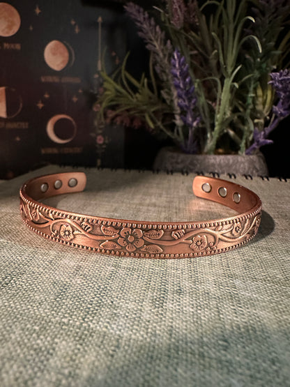 Flowers Magnetic Copper Bracelet