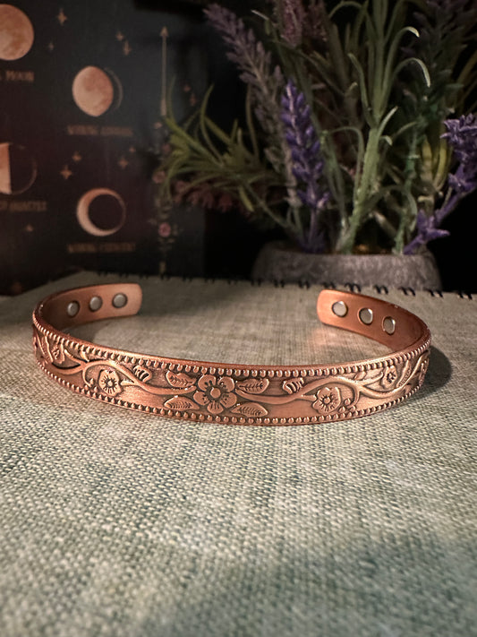 Flowers Magnetic Copper Bracelet