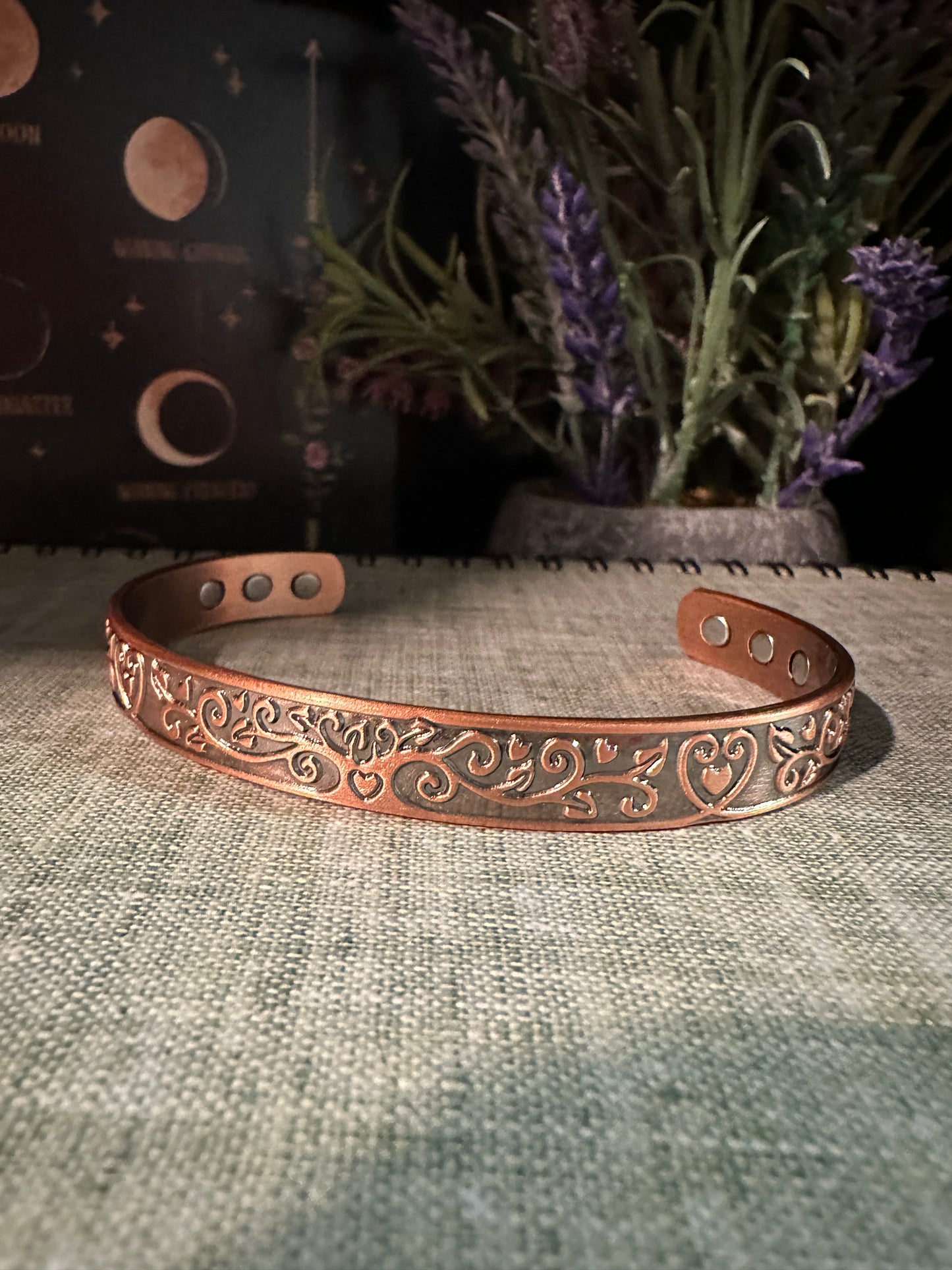 Hearts Tree of Life Copper Cuff Magnetic Bracelet