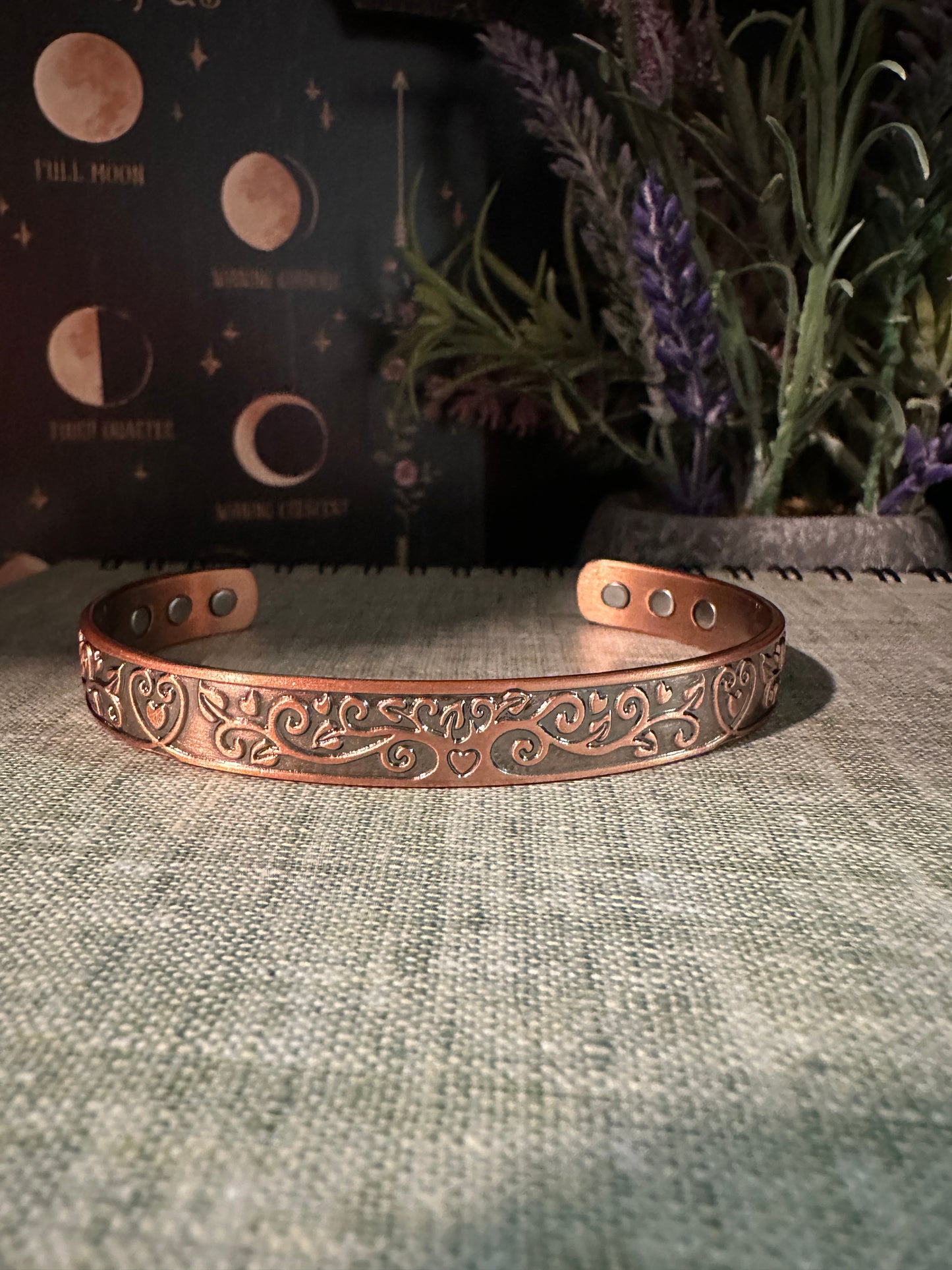 Hearts Tree of Life Copper Cuff Magnetic Bracelet