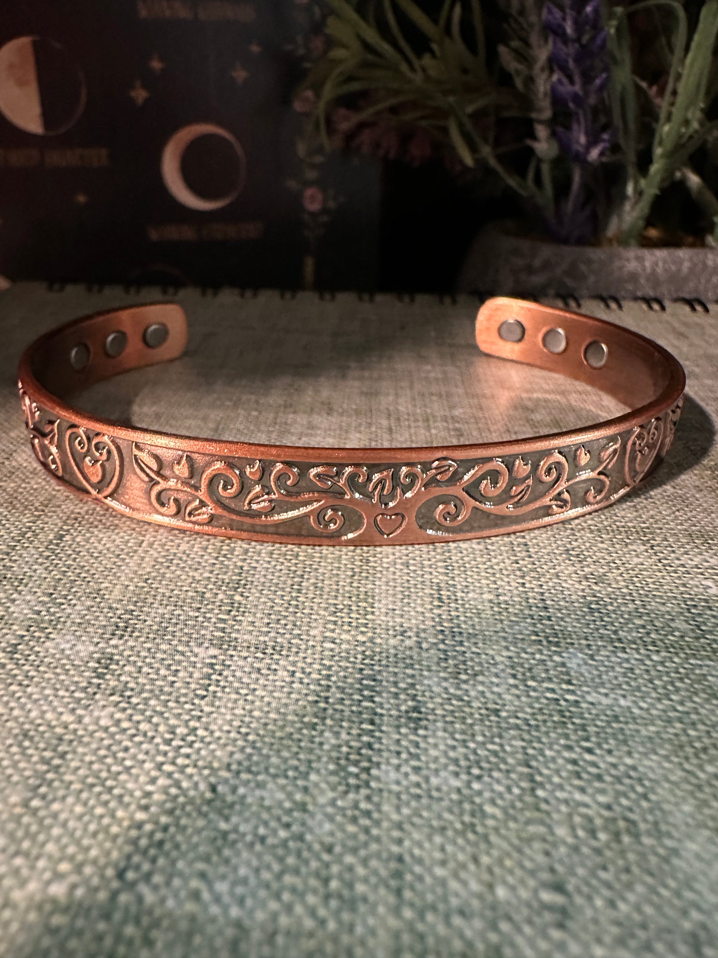 Hearts Tree of Life Copper Cuff Magnetic Bracelet