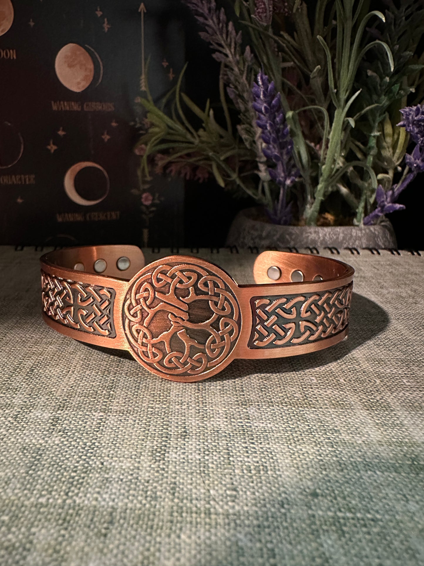 Tree of Life Medallion Magnetic Copper Cuff Bracelet
