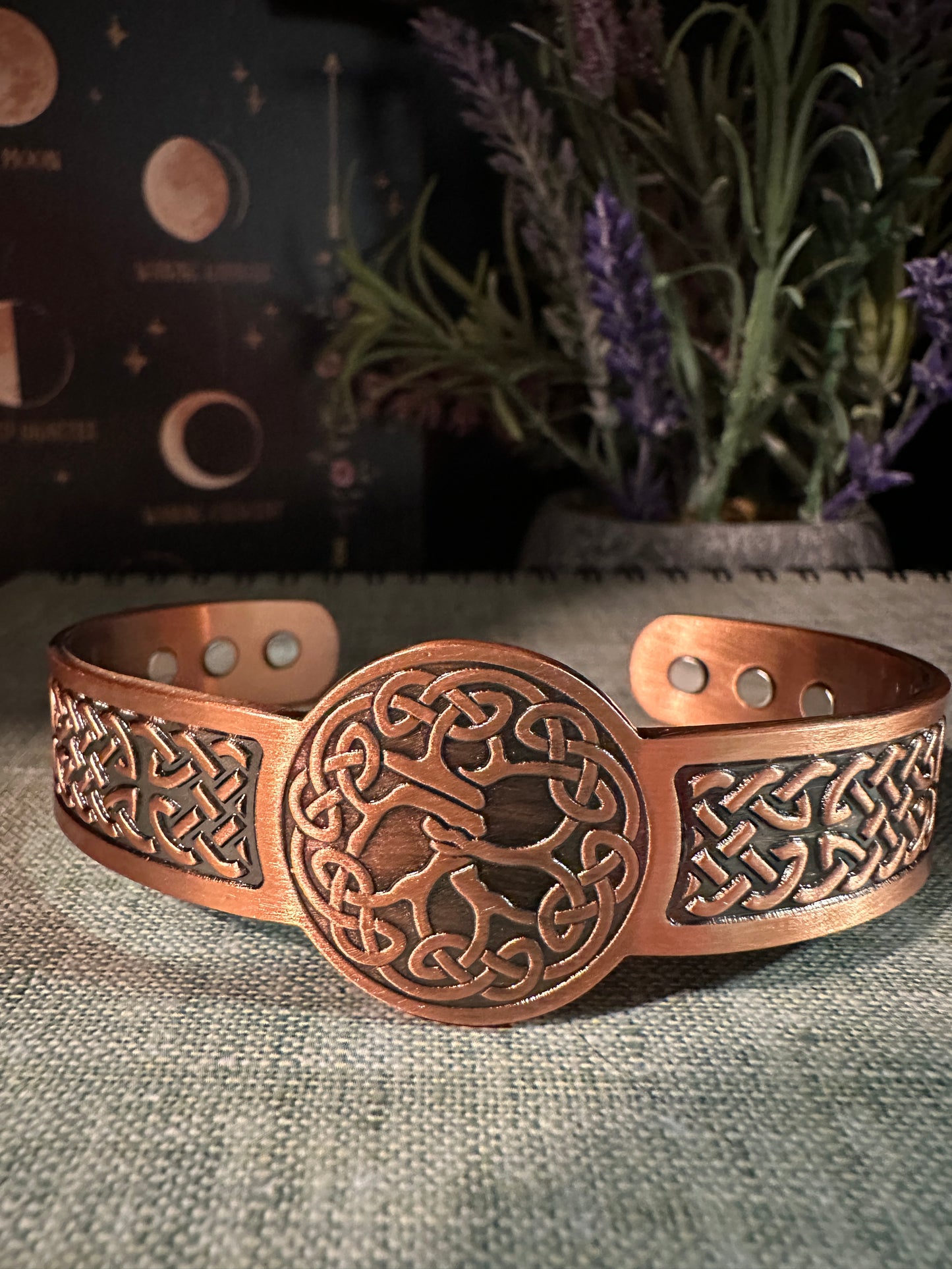 Tree of Life Medallion Magnetic Copper Cuff Bracelet