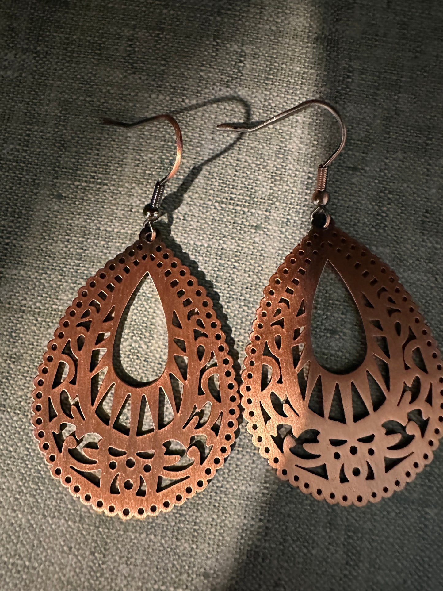 Copper Earrings Teardrop