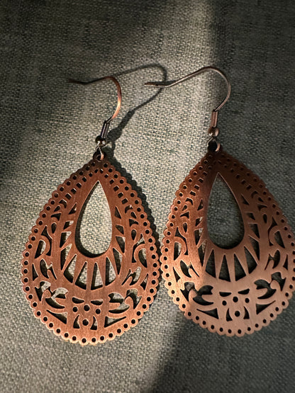 Copper Earrings Teardrop