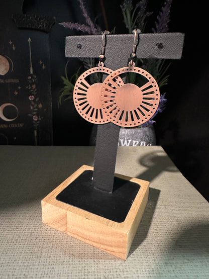 Copper Earrings Sun