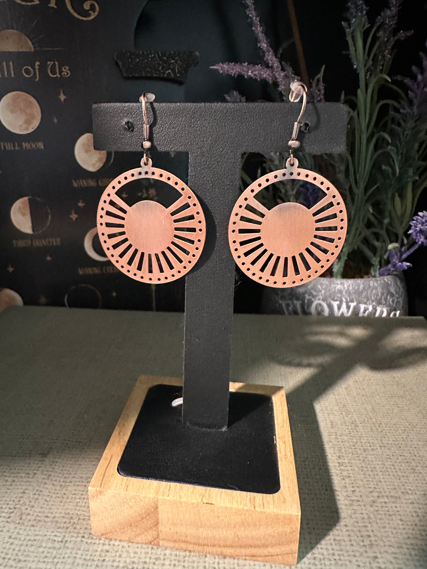 Copper Earrings Sun