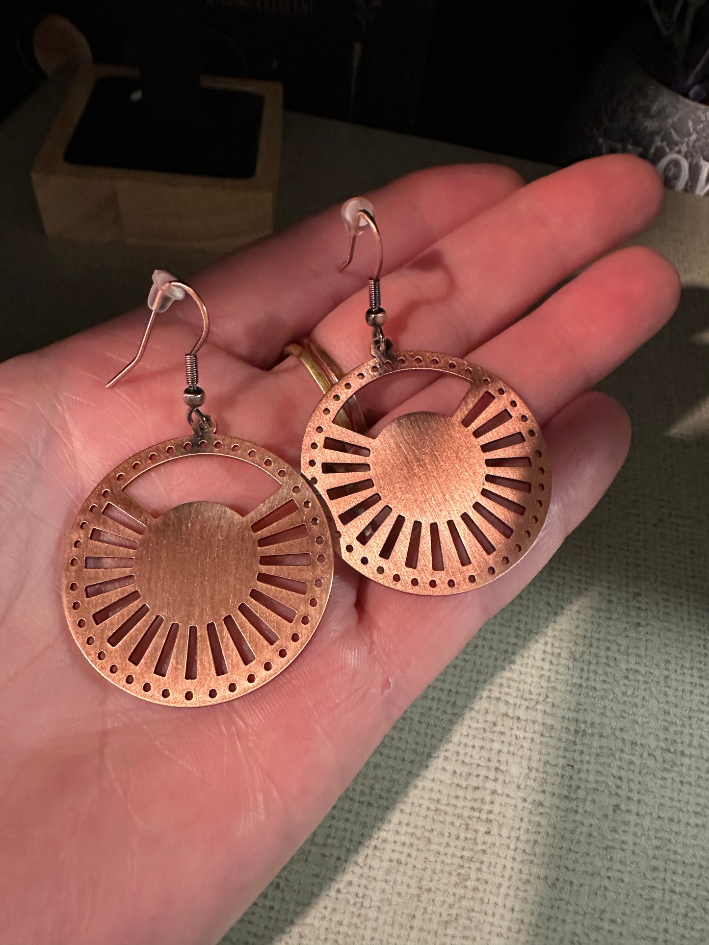 Copper Earrings Sun