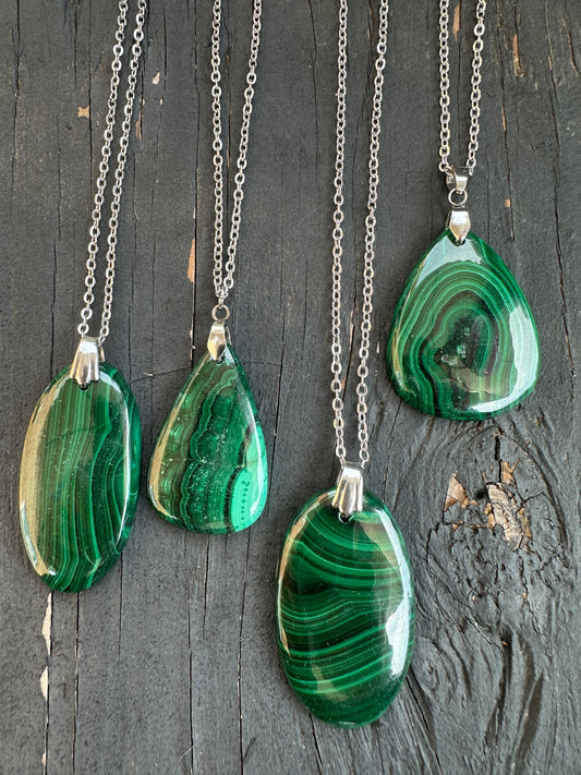  4 Malachite necklaces