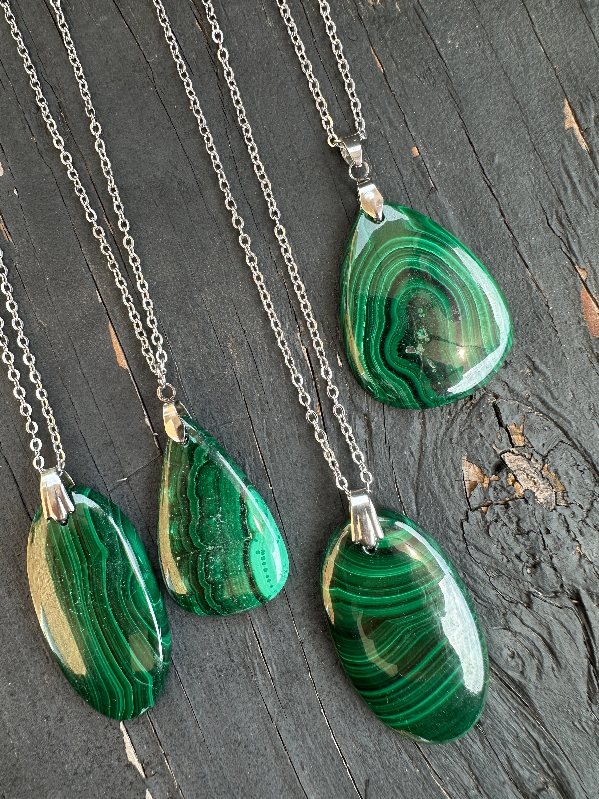 Malachite pendant necklaces
